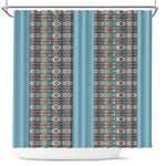 African Ndebele Traditional Attire Shower Curtain Blue Ndebele Stripe
