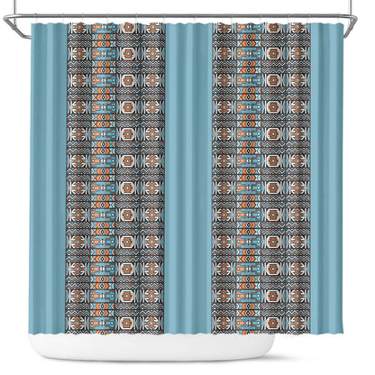 African Ndebele Traditional Attire Shower Curtain Blue Ndebele Stripe