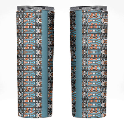 African Ndebele Traditional Attire Skinny Tumbler Blue Ndebele Stripe