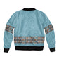 African Ndebele Traditional Attire Sleeve Zip Bomber Jacket Blue Ndebele Stripe