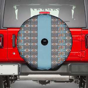 African Ndebele Traditional Attire Spare Tire Cover Blue Ndebele Stripe