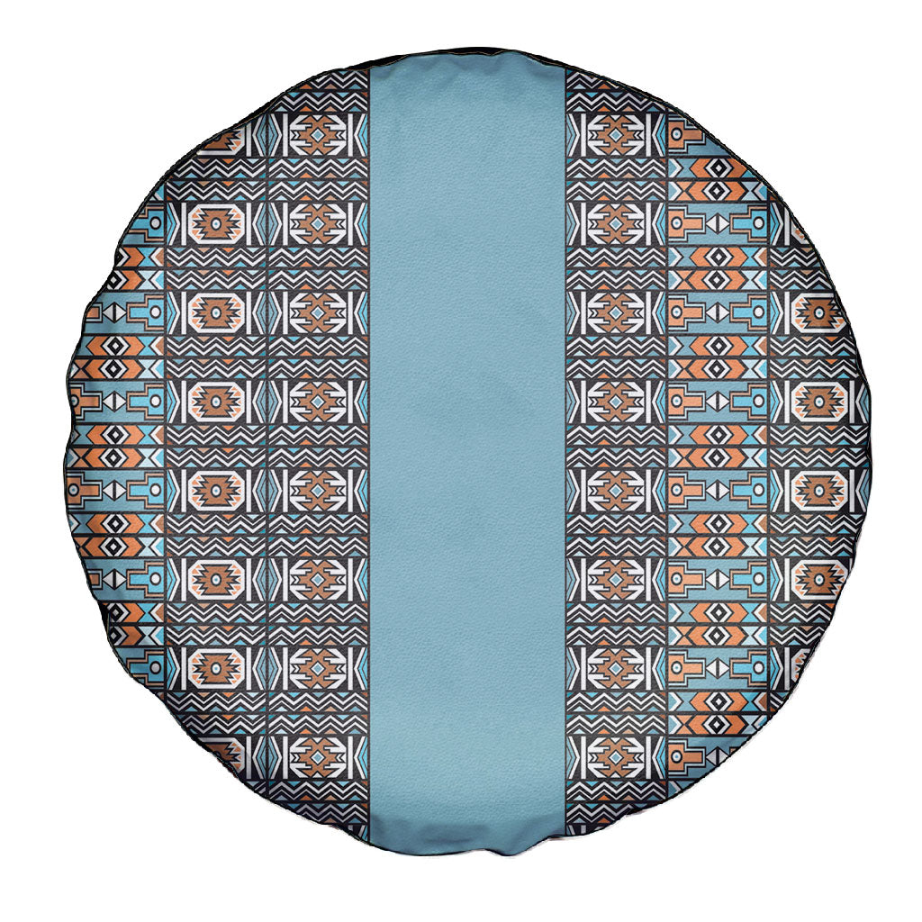 African Ndebele Traditional Attire Spare Tire Cover Blue Ndebele Stripe