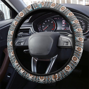 African Ndebele Traditional Attire Steering Wheel Cover Blue Ndebele Stripe
