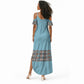 African Ndebele Traditional Attire Summer Maxi Dress Blue Ndebele Stripe