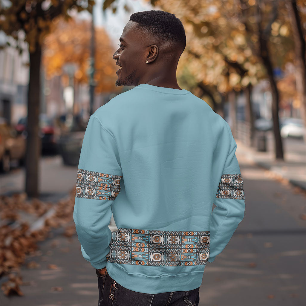 African Ndebele Traditional Attire Sweatshirt Blue Ndebele Stripe