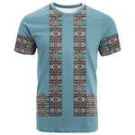 African Ndebele Traditional Attire T shirt Blue Ndebele Stripe