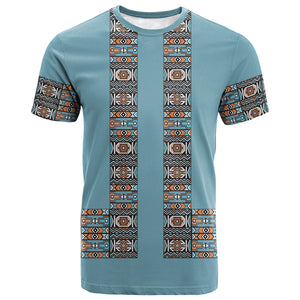 African Ndebele Traditional Attire T shirt Blue Ndebele Stripe
