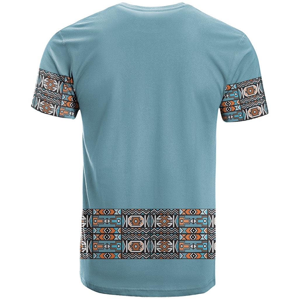 African Ndebele Traditional Attire T shirt Blue Ndebele Stripe