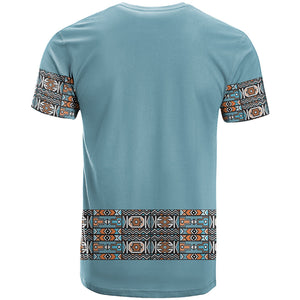 African Ndebele Traditional Attire T shirt Blue Ndebele Stripe