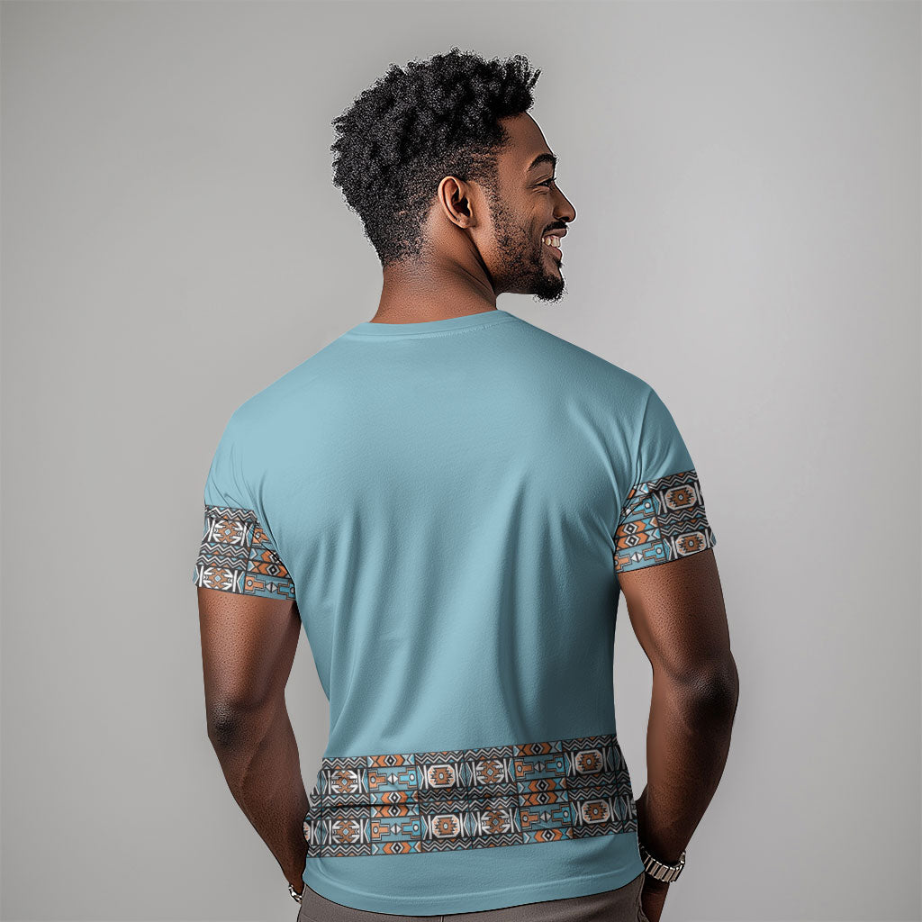 African Ndebele Traditional Attire T shirt Blue Ndebele Stripe