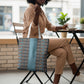 African Ndebele Traditional Attire Tote Bag Blue Ndebele Stripe