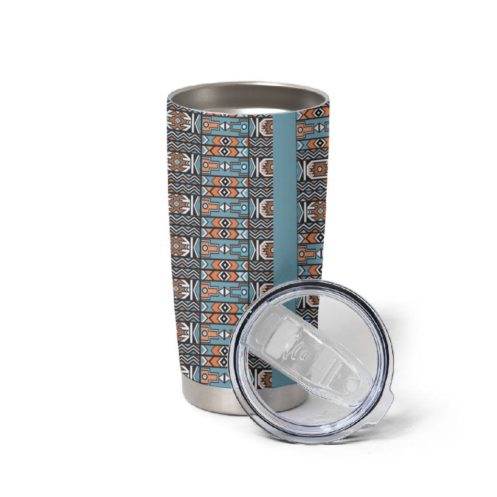 African Ndebele Traditional Attire Tumbler Cup Blue Ndebele Stripe