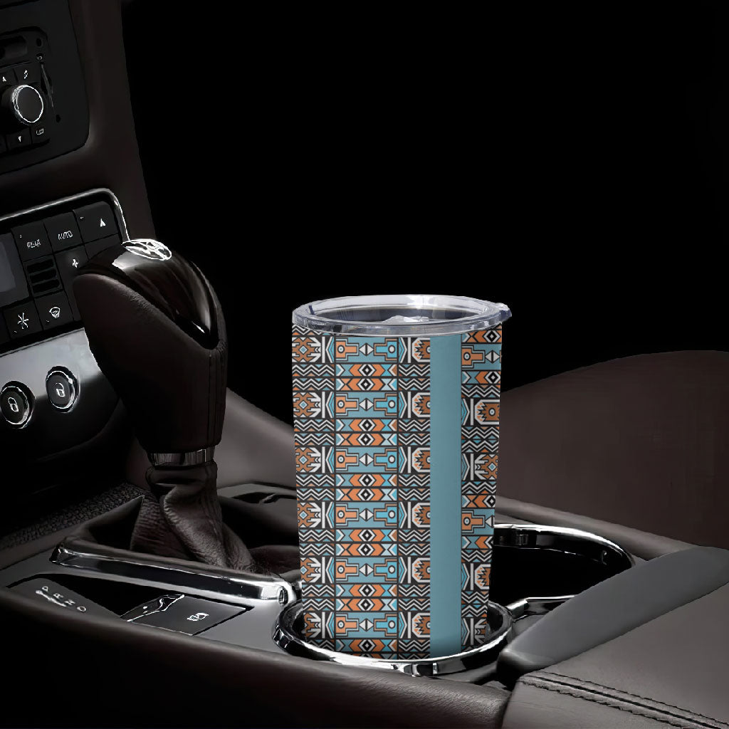 African Ndebele Traditional Attire Tumbler Cup Blue Ndebele Stripe