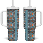 African Ndebele Traditional Attire Tumbler With Handle Blue Ndebele Stripe