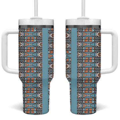 African Ndebele Traditional Attire Tumbler With Handle Blue Ndebele Stripe