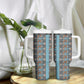 African Ndebele Traditional Attire Tumbler With Handle Blue Ndebele Stripe
