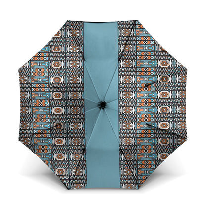 African Ndebele Traditional Attire Umbrella Blue Ndebele Stripe