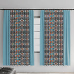 African Ndebele Traditional Attire Window Curtain Blue Ndebele Stripe