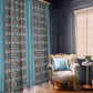 African Ndebele Traditional Attire Window Curtain Blue Ndebele Stripe