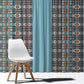 African Ndebele Traditional Attire Window Curtain Blue Ndebele Stripe