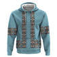 African Ndebele Traditional Attire Zip Hoodie Blue Ndebele Stripe
