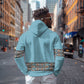 African Ndebele Traditional Attire Zip Hoodie Blue Ndebele Stripe