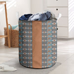 African Ndebele Traditional Attire Laundry Basket Brown Ndebele Stripe