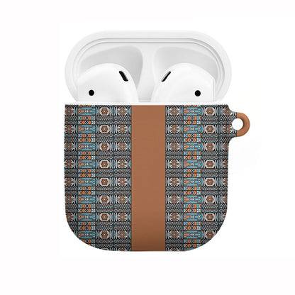African Ndebele Traditional Attire AirPods Case Brown Ndebele Stripe