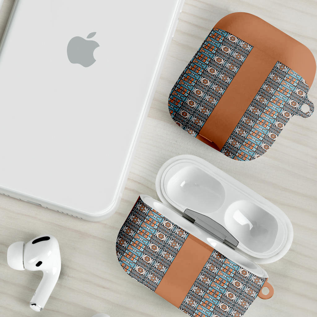 African Ndebele Traditional Attire AirPods Case Brown Ndebele Stripe