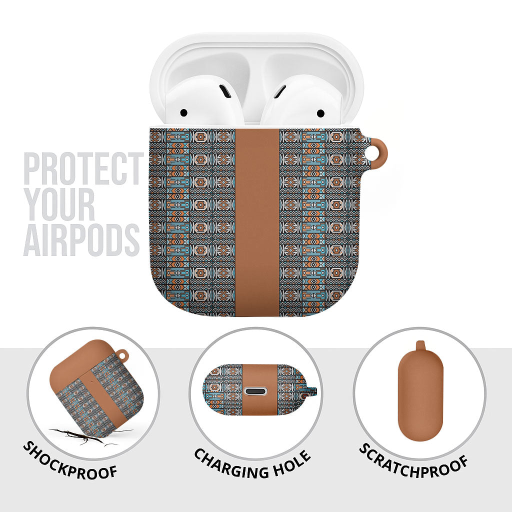 African Ndebele Traditional Attire AirPods Case Brown Ndebele Stripe