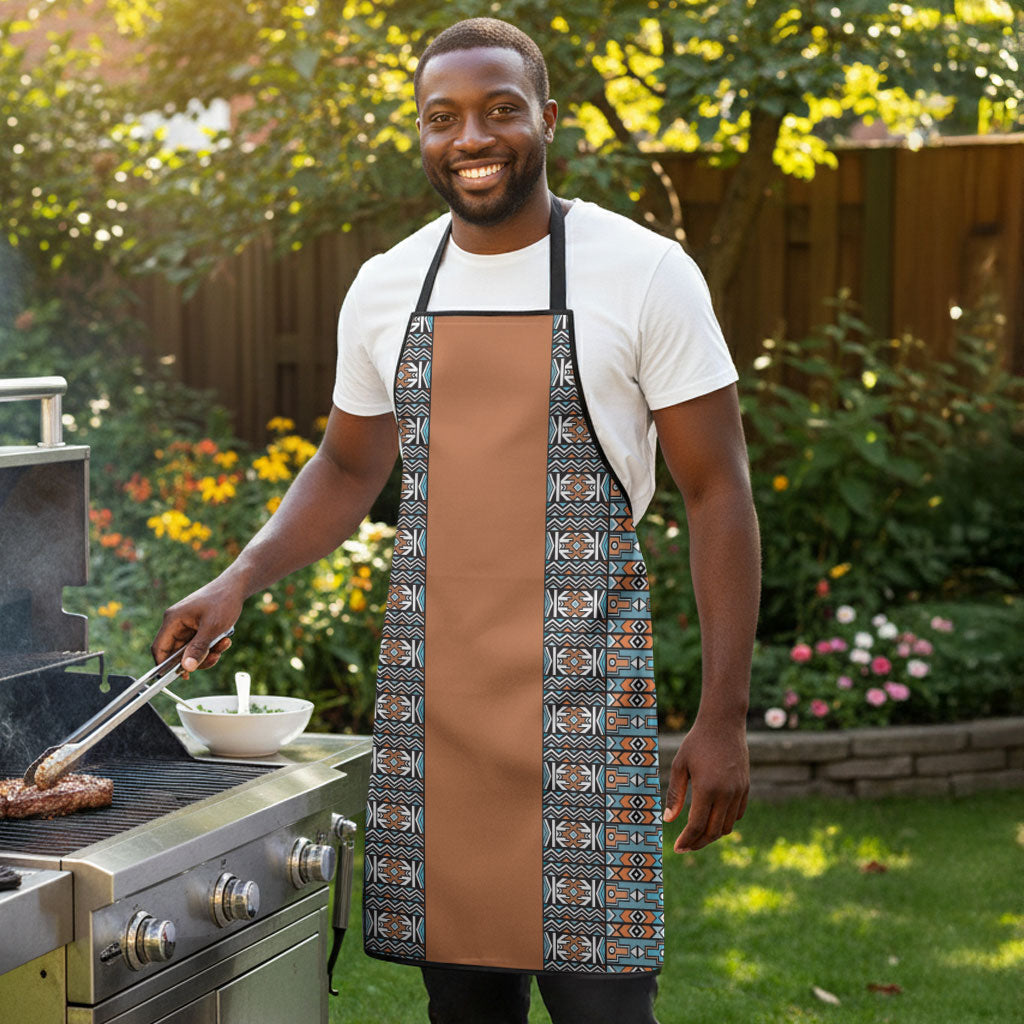 African Ndebele Traditional Attire Apron Brown Ndebele Stripe