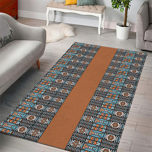 African Ndebele Traditional Attire Area Rug Brown Ndebele Stripe