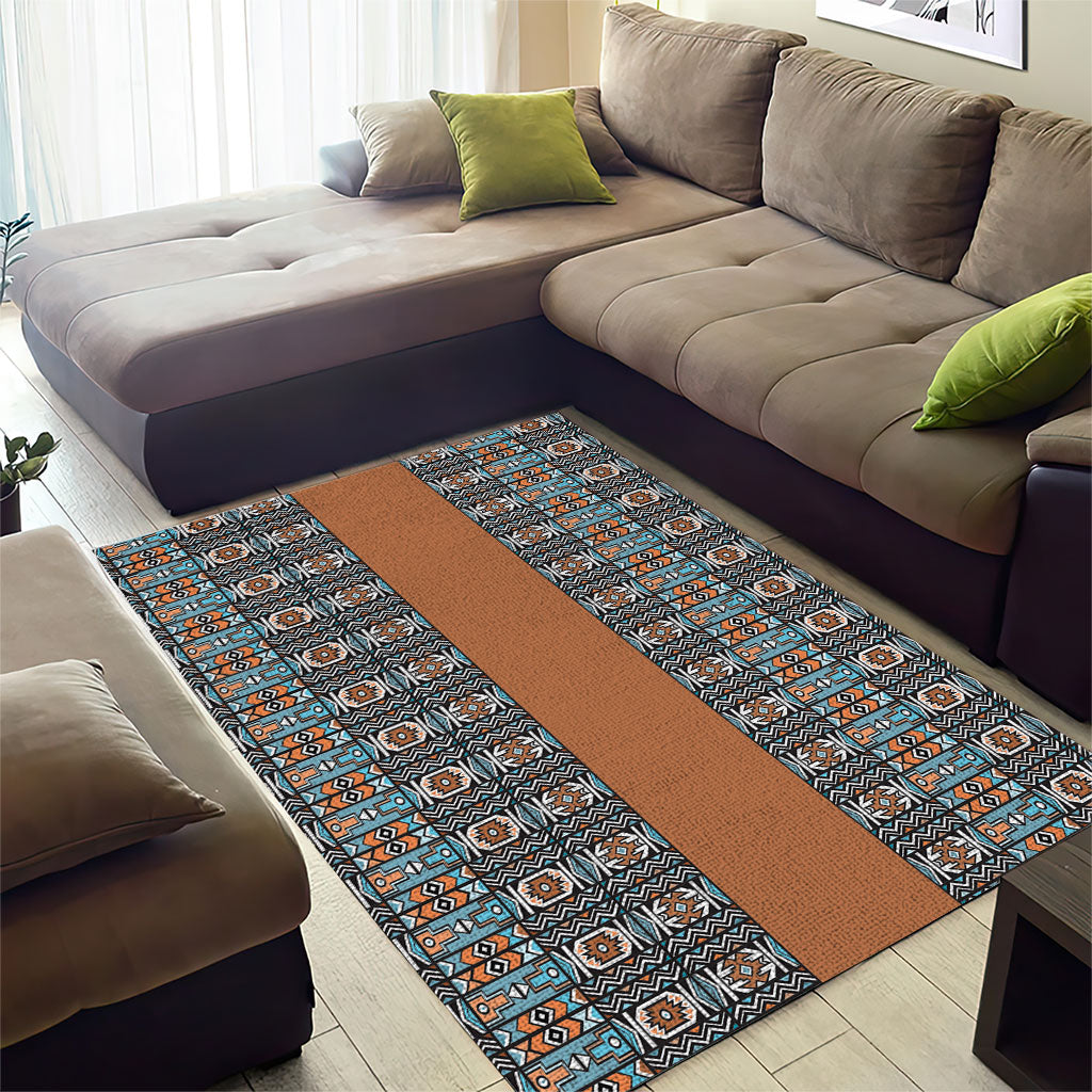 African Ndebele Traditional Attire Area Rug Brown Ndebele Stripe