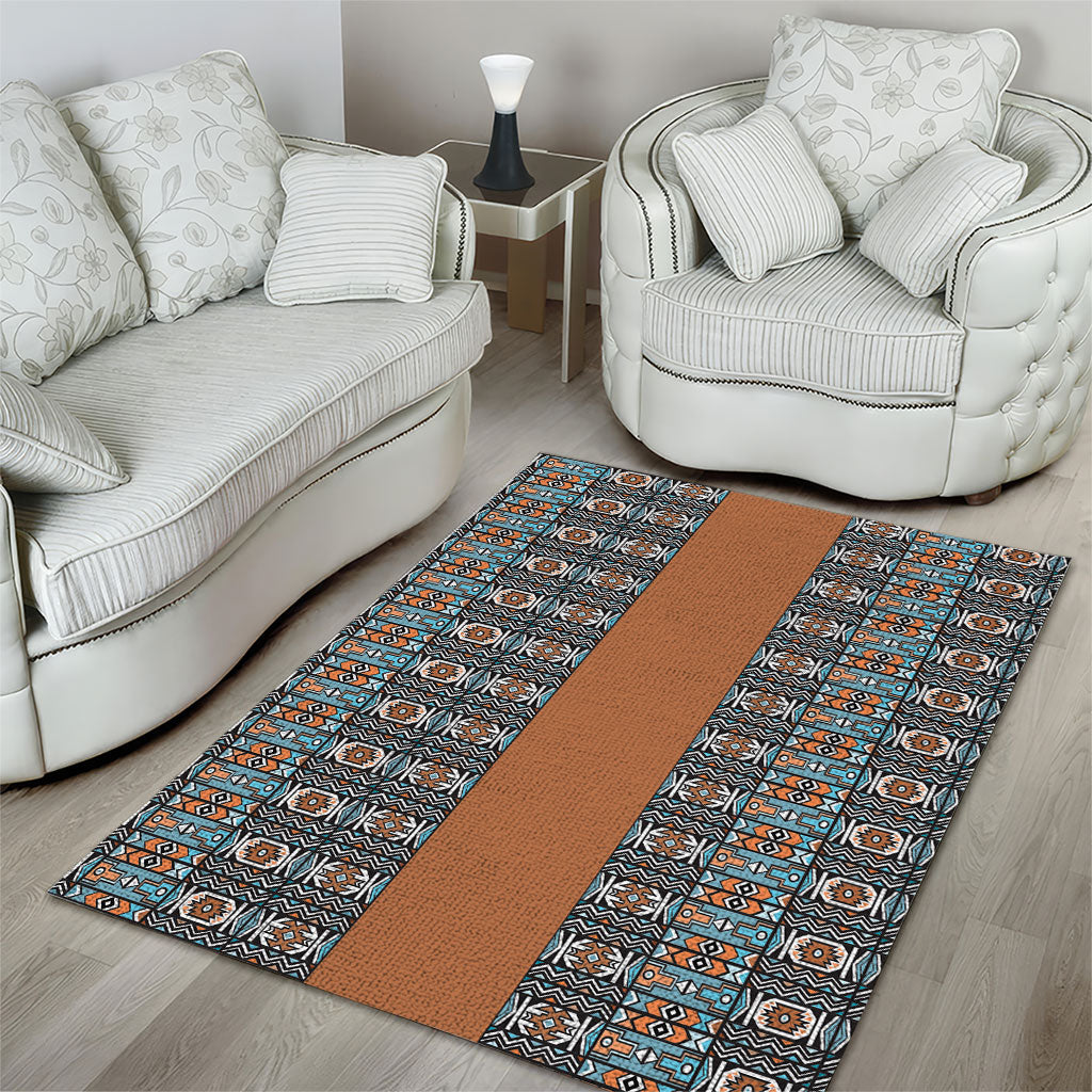 African Ndebele Traditional Attire Area Rug Brown Ndebele Stripe