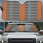African Ndebele Traditional Attire Auto Sun Shade Brown Ndebele Stripe