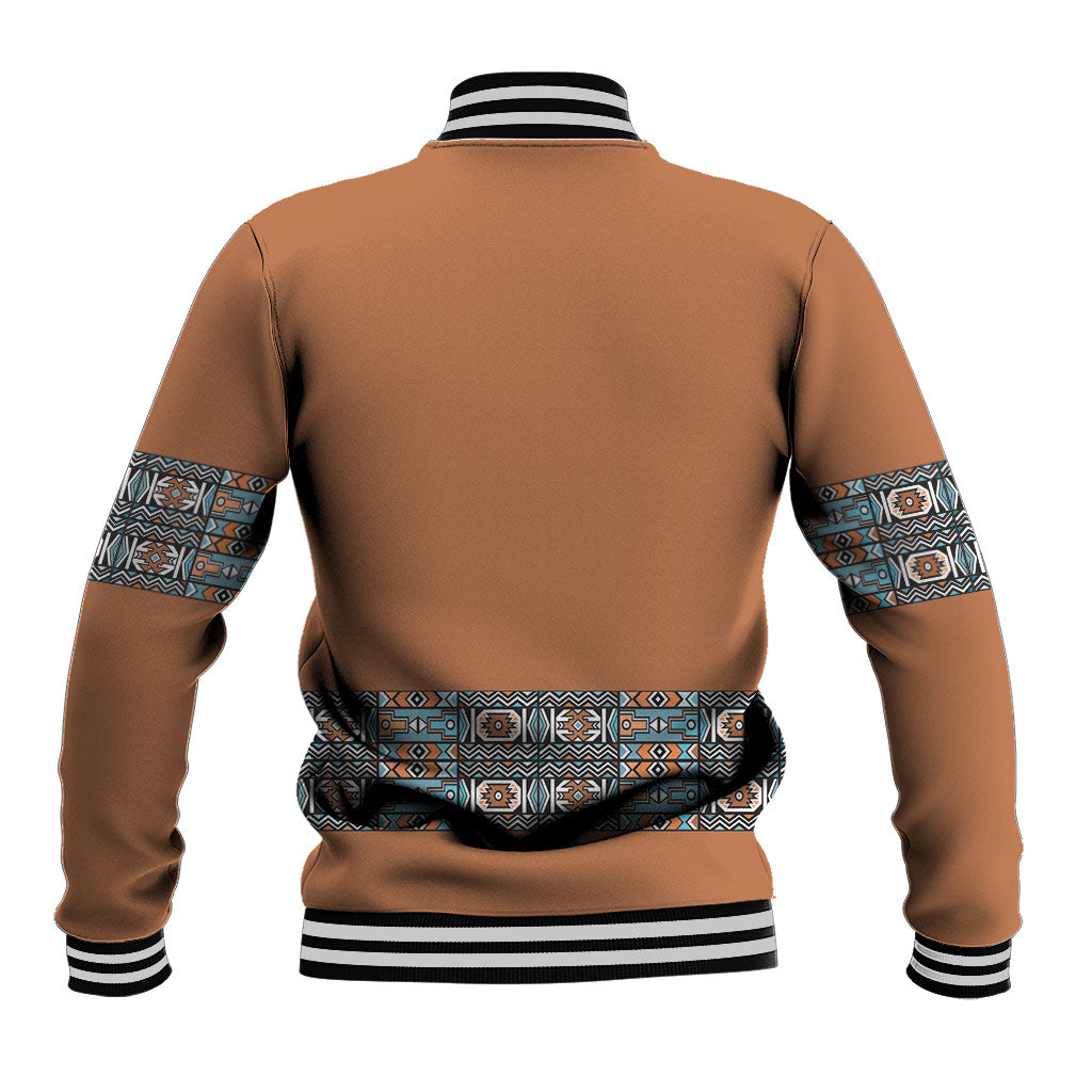 African Ndebele Traditional Attire Baseball Jacket Brown Ndebele Stripe