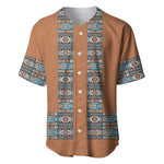African Ndebele Traditional Attire Baseball Jersey Brown Ndebele Stripe