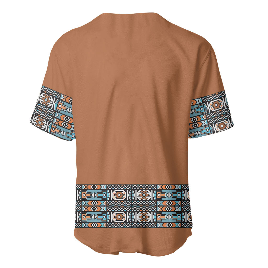 African Ndebele Traditional Attire Baseball Jersey Brown Ndebele Stripe