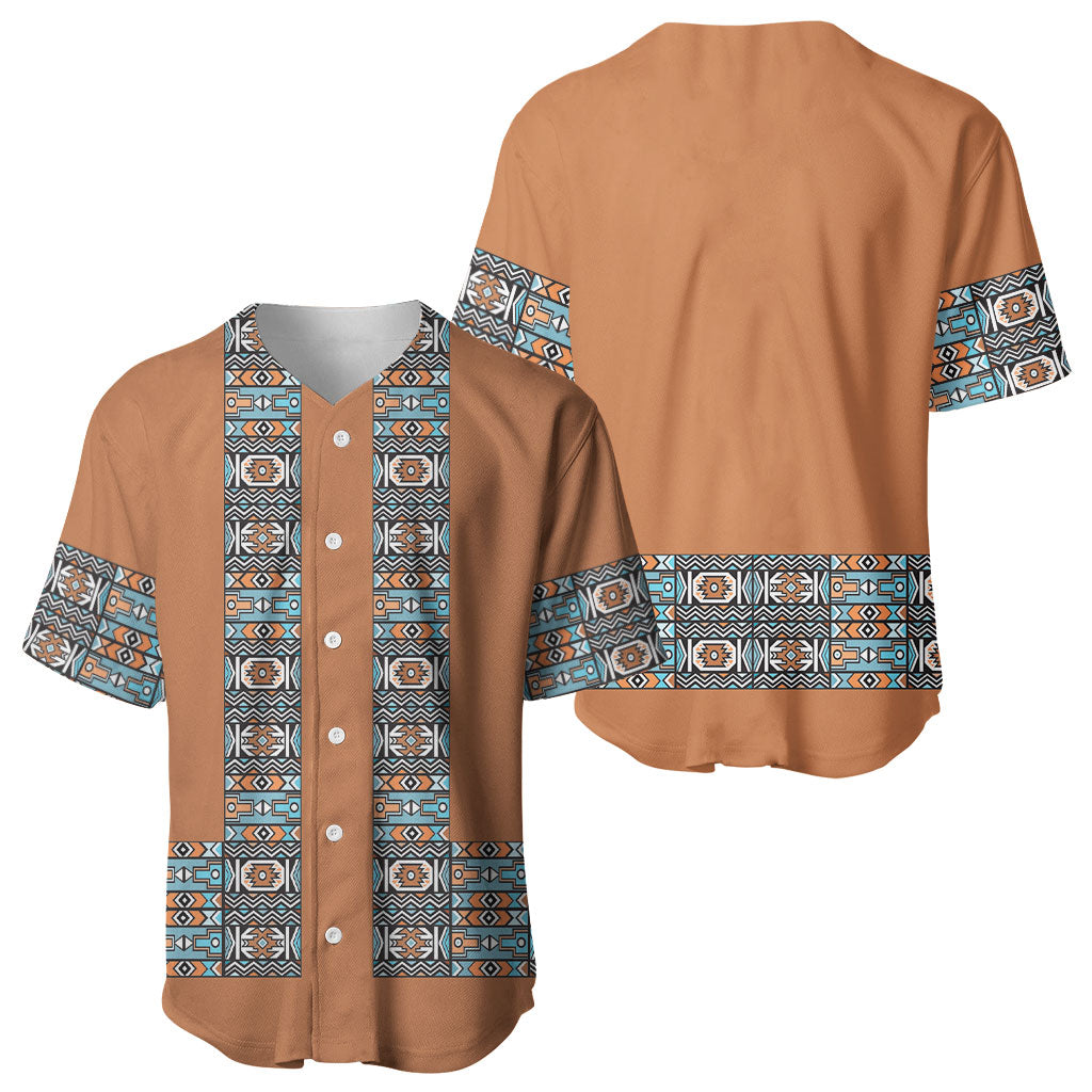 African Ndebele Traditional Attire Baseball Jersey Brown Ndebele Stripe