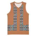 African Ndebele Traditional Attire Basketball Jersey Brown Ndebele Stripe