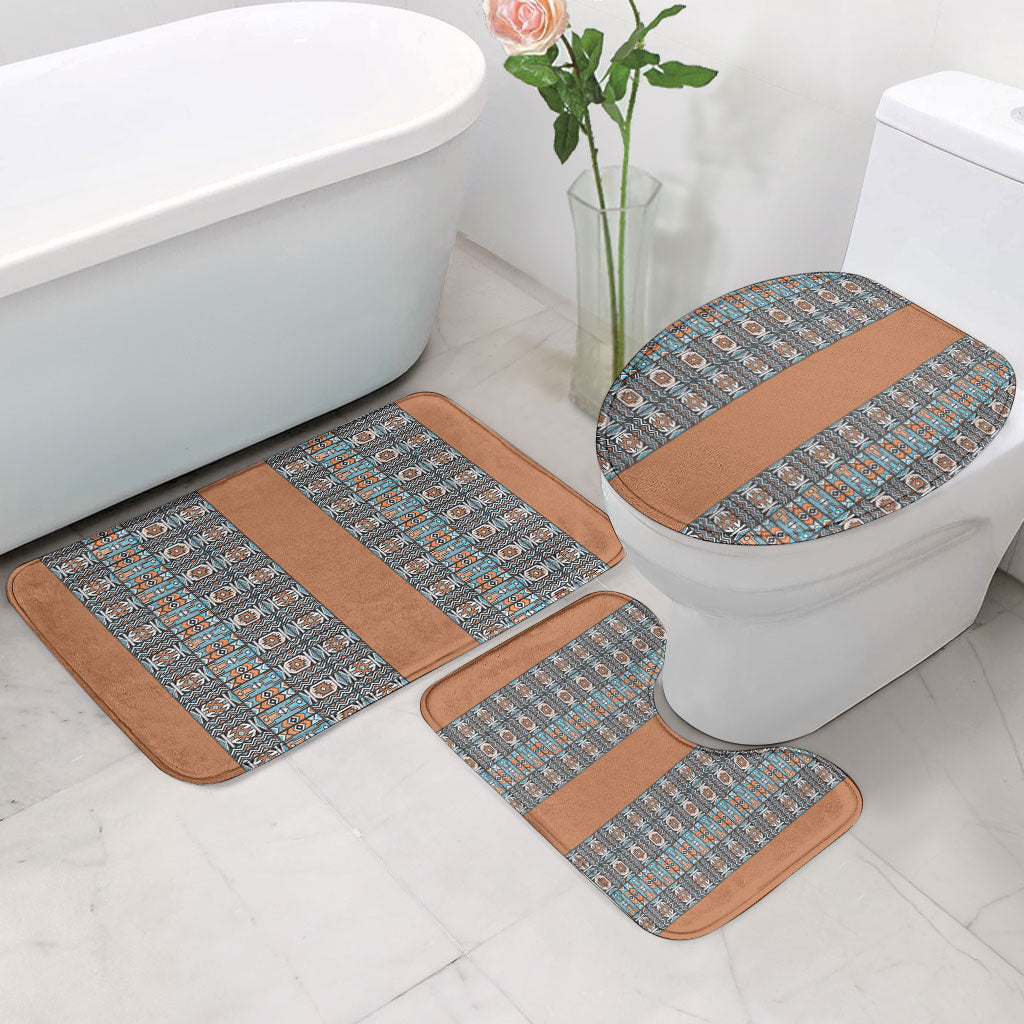 African Ndebele Traditional Attire Bathroom Set Brown Ndebele Stripe