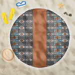 African Ndebele Traditional Attire Beach Blanket Brown Ndebele Stripe