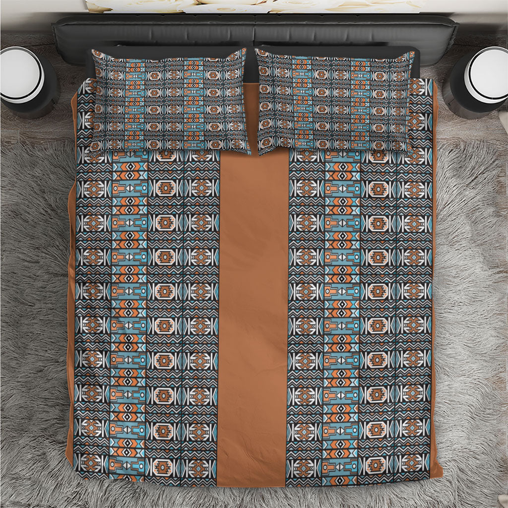 African Ndebele Traditional Attire Bedding Set Brown Ndebele Stripe