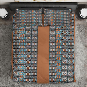 African Ndebele Traditional Attire Bedding Set Brown Ndebele Stripe