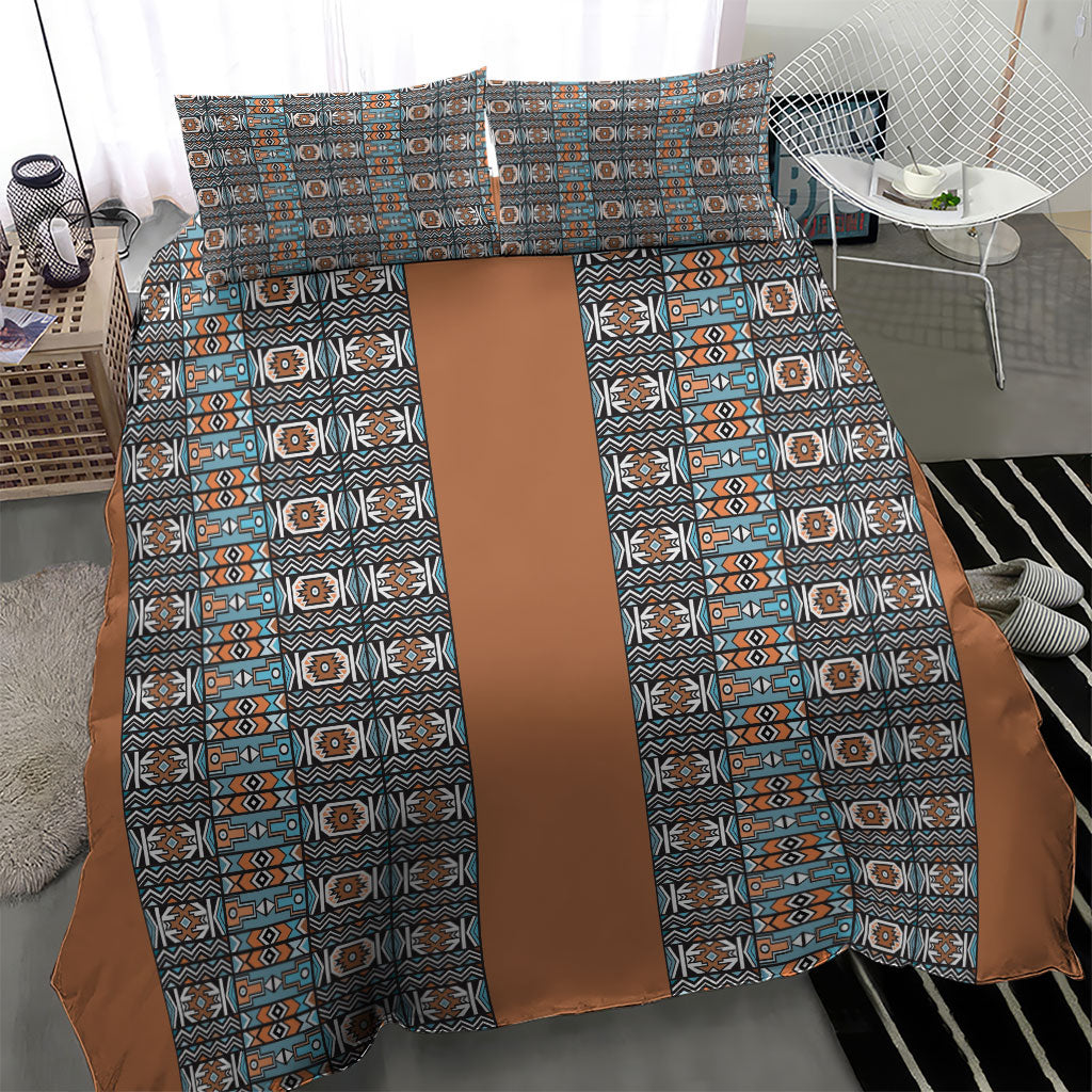 African Ndebele Traditional Attire Bedding Set Brown Ndebele Stripe