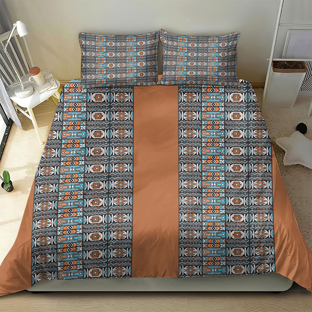 African Ndebele Traditional Attire Bedding Set Brown Ndebele Stripe