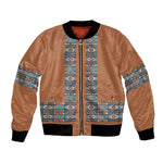 African Ndebele Traditional Attire Bomber Jacket Brown Ndebele Stripe