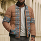 African Ndebele Traditional Attire Bomber Puffer Jacket Brown Ndebele Stripe