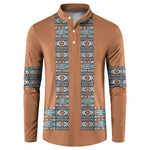 African Ndebele Traditional Attire Button Sweatshirt Brown Ndebele Stripe