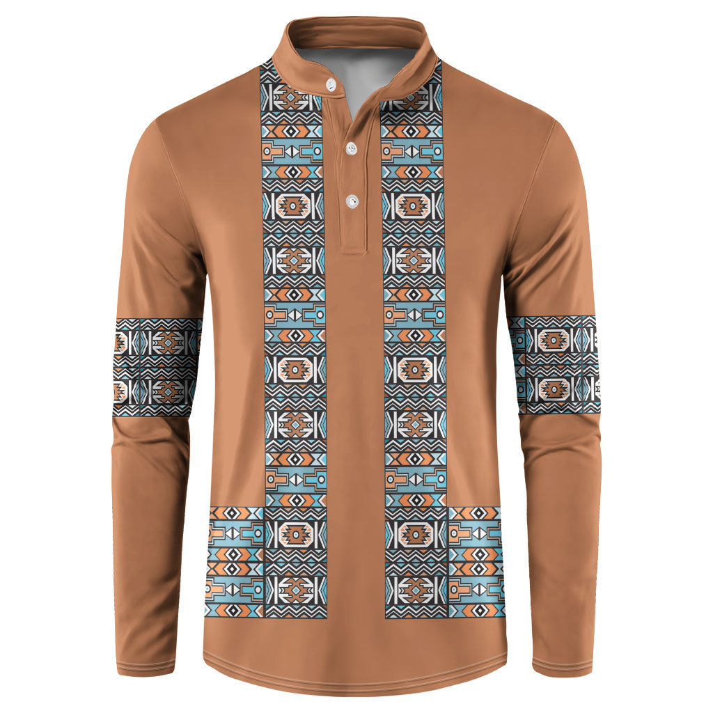 African Ndebele Traditional Attire Button Sweatshirt Brown Ndebele Stripe